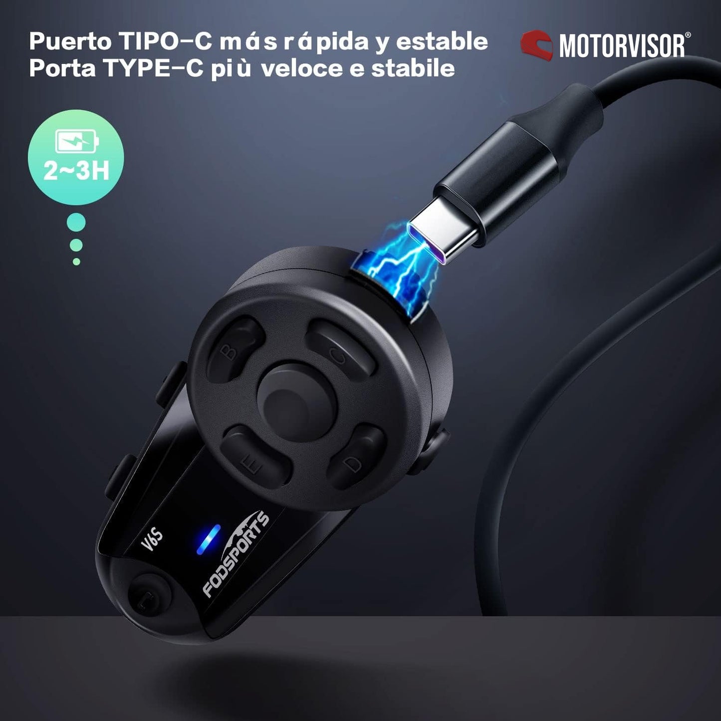 2x Intercomunicadores Moto - Fodsports V6S (1000m) - Bluetooth 5.0 — imagem 2